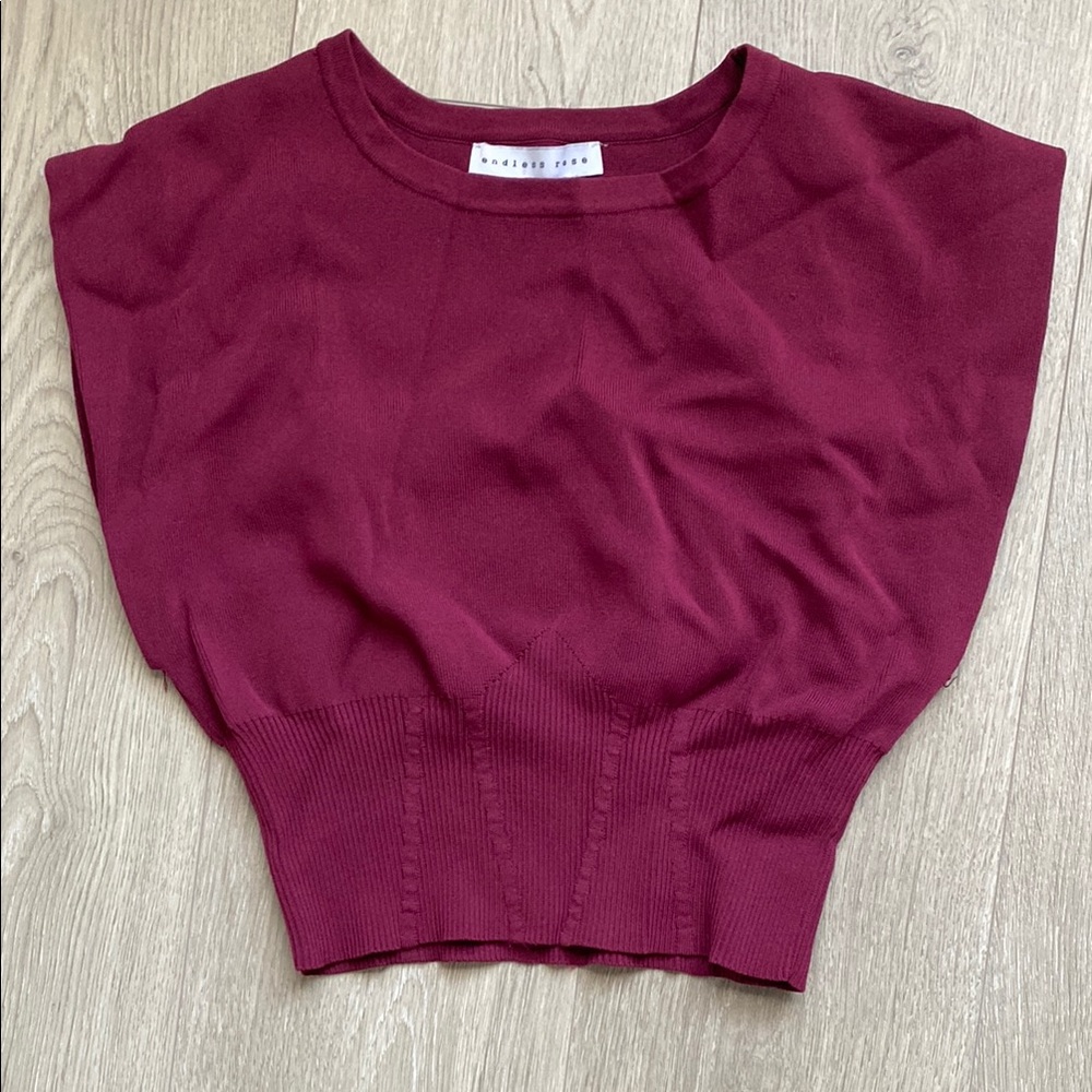 Endless Rose Red Boxy Ribbed Crop Top